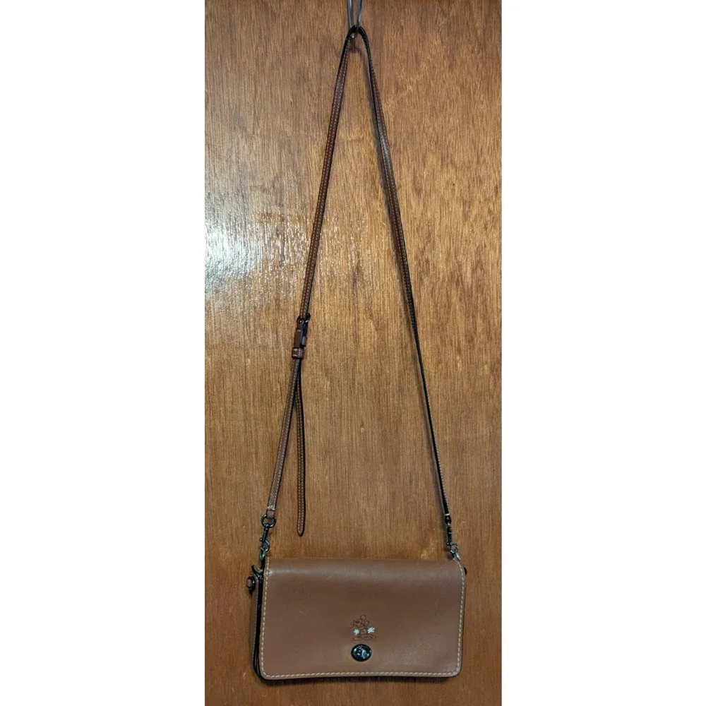 Disney X Coach Dinky Mickey Mouse Motif Leather Crossbody‎ Bag Tan
